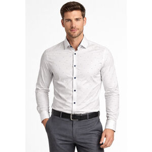 Versace 19.69 Men’s White Dot Button Up Shirt Modern Fit L 16.5 Long Sleeve